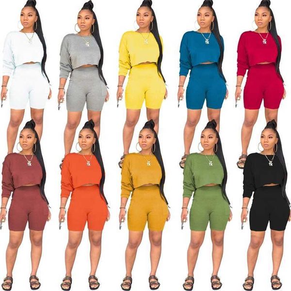 2021 summer women tracksuits round neck long sleeve hoodie pocket shorts pants fashion casual two piece suit, Gray
2021 summer women tracksuits round neck long sleeve hoodie pocket shorts pants fashion casual two piece suit, Gray