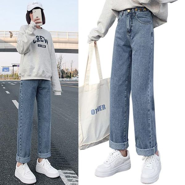 women's jeans wide leg women loose straight feet 2021 spring and autumn high waist trousers mom casual fashion, Blue
women's jeans wide leg women loose straight feet 2021 spring and autumn high waist trousers mom casual fashion, Blue
