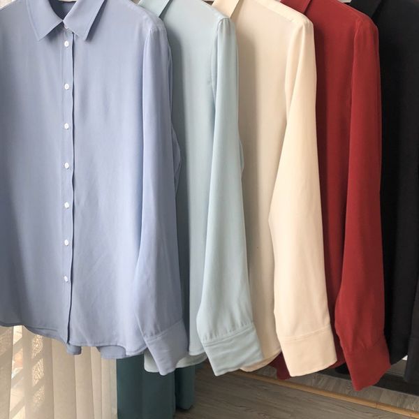 2021 new 100% camisa feminina de seda ladies turndown colarinho manga longa senhora do escritrio blusas e s com botes zbok, Black
2021 new 100% camisa feminina de seda ladies turndown colarinho manga longa senhora do escritrio blusas e s com botes zbok, Black