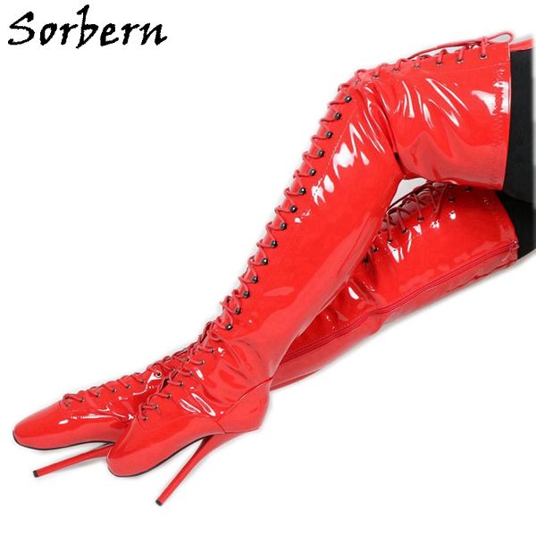 sorbern patent over the knee boots mid thigh ballet high heel stilettos cross straps zipper fetish boots for sm sissy boy, Black
sorbern patent over the knee boots mid thigh ballet high heel stilettos cross straps zipper fetish boots for sm sissy boy, Black