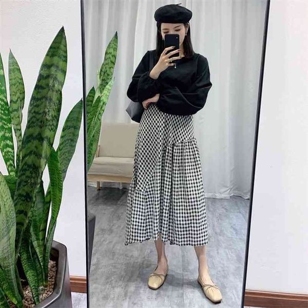 summer arrival elastic high waist thin sweet simple blue plaid all-match women a-line irregular long skirt 210527, Black
summer arrival elastic high waist thin sweet simple blue plaid all-match women a-line irregular long skirt 210527, Black
