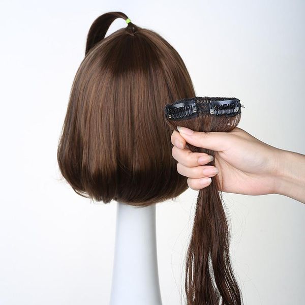 synthetic wigs lanlan 2 clips /1 piece black gold brown white long curly hair wig 
synthetic wigs lanlan 2 clips /1 piece black gold brown white long curly hair wig