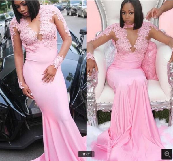 2021 vestido de festa pink satin mermaid prom dresses beaded lace appliques long sleeve high neckline pary dress court train illusion formal, Black
2021 vestido de festa pink satin mermaid prom dresses beaded lace appliques long sleeve high neckline pary dress court train illusion formal, Black