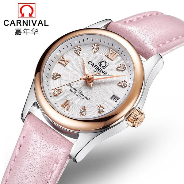 wristwatches carnival women automatic watches simple fashion women's leather waterproof machinery wristwatch relogio feminino, Slivery;brown
wristwatches carnival women automatic watches simple fashion women's leather waterproof machinery wristwatch relogio feminino, Slivery;brown