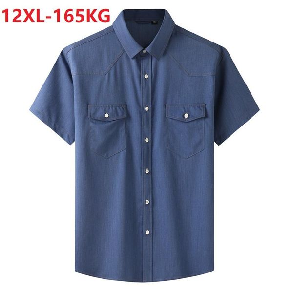 men's casual shirts summer 10xl 12xl 11xl large size men denim shirt short sleeve cotton oversize pockets cow boy loose 60 64, White;black
men's casual shirts summer 10xl 12xl 11xl large size men denim shirt short sleeve cotton oversize pockets cow boy loose 60 64, White;black