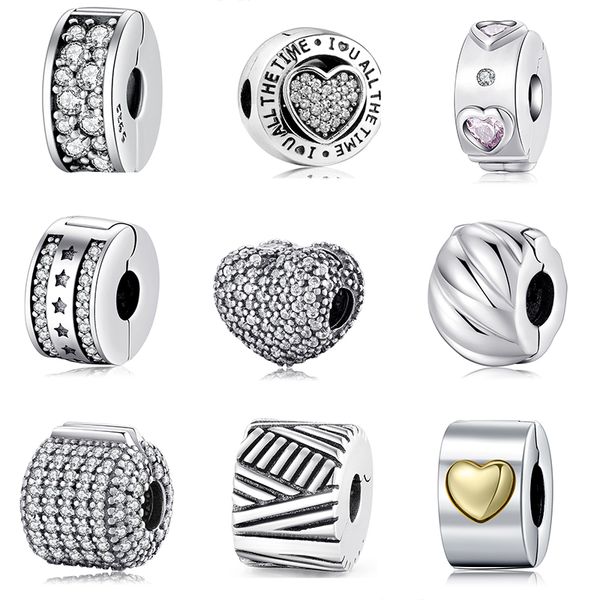 925 sterling silve metal clips beads women accessories fit original european charms bracelet jewelry making q0531, Black
925 sterling silve metal clips beads women accessories fit original european charms bracelet jewelry making q0531, Black