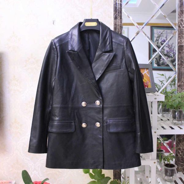 women's leather & faux 2021 spring elegant blazers jackets genuine coat b531, Black
women's leather & faux 2021 spring elegant blazers jackets genuine coat b531, Black