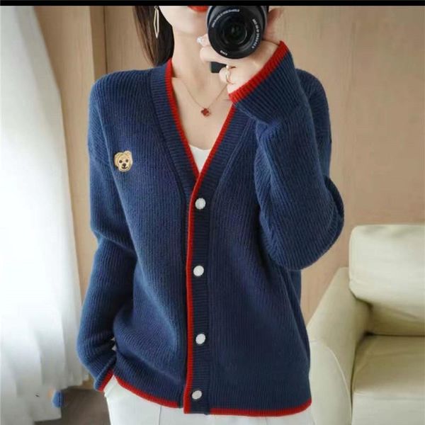 women's knits & tees autumn winter women vintage cardigan little bear embroidery sweater v-neck loose knitwear ladies coat warm 0439, White
women's knits & tees autumn winter women vintage cardigan little bear embroidery sweater v-neck loose knitwear ladies coat warm 0439, White