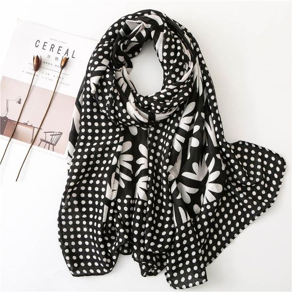 scarves autumn and winter women black white dots print silk fashion tourism seaside sunscreen quality cotton material shawl, Blue;gray
scarves autumn and winter women black white dots print silk fashion tourism seaside sunscreen quality cotton material shawl, Blue;gray
