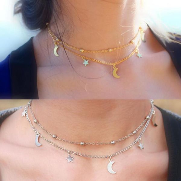 fashion multilayer stainless steel endant women gold silver color beads moon star horn crescent double chain choker necklaces
fashion multilayer stainless steel endant women gold silver color beads moon star horn crescent double chain choker necklaces