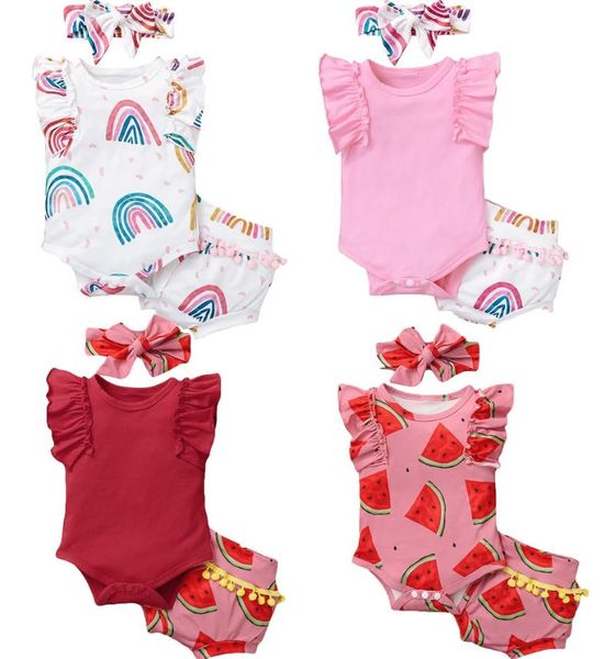 rompers infant 3pcs outfit set baby girls rainbow print flying sleeve romper crotch button tassels shorts hair band for born, Blue
rompers infant 3pcs outfit set baby girls rainbow print flying sleeve romper crotch button tassels shorts hair band for born, Blue