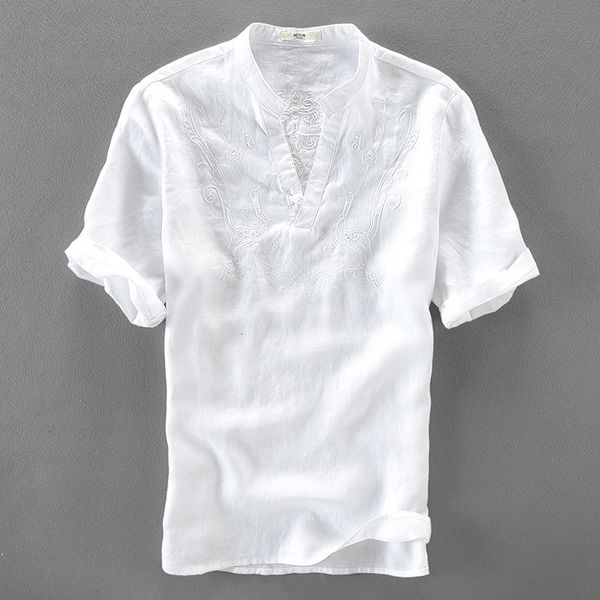 2021 new linen embroidered short sleeve summer men shirts brand fashion shirt mens stand collar camiseta masculina 3xl lw65, White
2021 new linen embroidered short sleeve summer men shirts brand fashion shirt mens stand collar camiseta masculina 3xl lw65, White