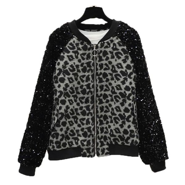 women's jackets omen's sequins jacket 2021 spring autumn leopard stitching zipper casual outerwear female baseball uniform, Black;brown
women's jackets omen's sequins jacket 2021 spring autumn leopard stitching zipper casual outerwear female baseball uniform, Black;brown