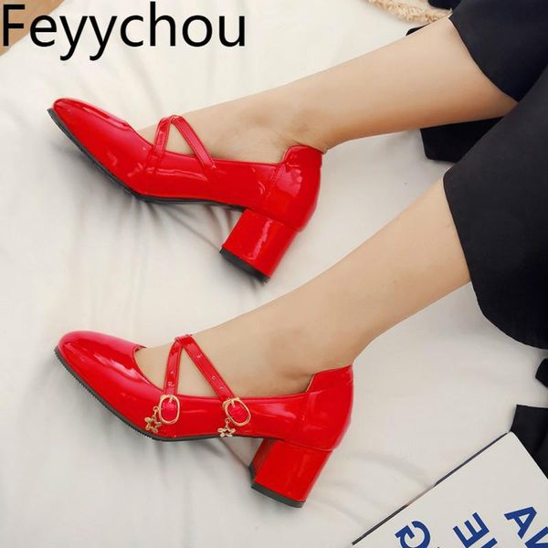 dress shoes women's pumps med heel round toe buckle patent leather metal decoration basicthick 2021 fashion casual black red
dress shoes women's pumps med heel round toe buckle patent leather metal decoration basicthick 2021 fashion casual black red