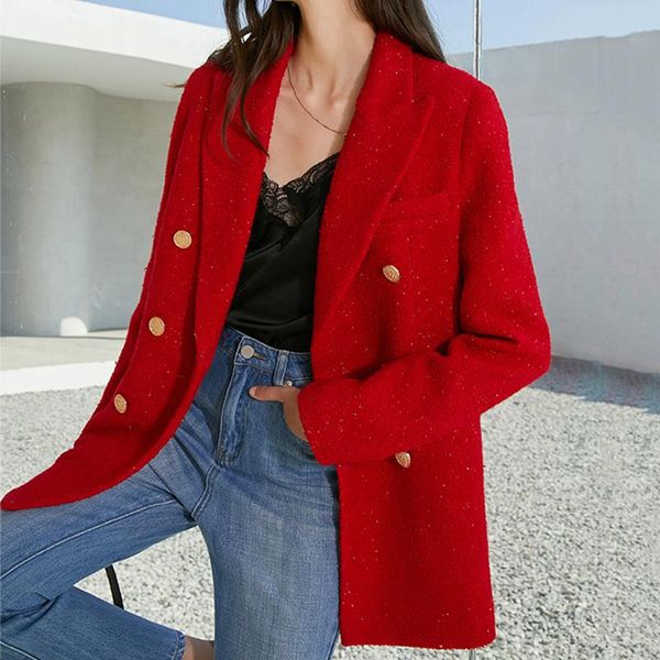women's suits & blazers wool jacket, red pocket, loose long sleeve slotted collar autumn and winter 2021 fashion 1dd3314, White;black
women's suits & blazers wool jacket, red pocket, loose long sleeve slotted collar autumn and winter 2021 fashion 1dd3314, White;black