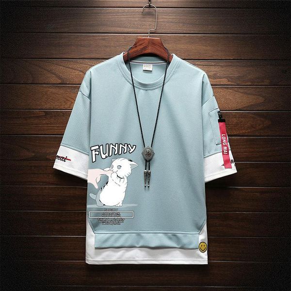 japanese harajuku funny cat print t-shirts men short sleeve t-shirts tees men streetwear, White;black 
japanese harajuku funny cat print t-shirts men short sleeve t-shirts tees men streetwear, White;black