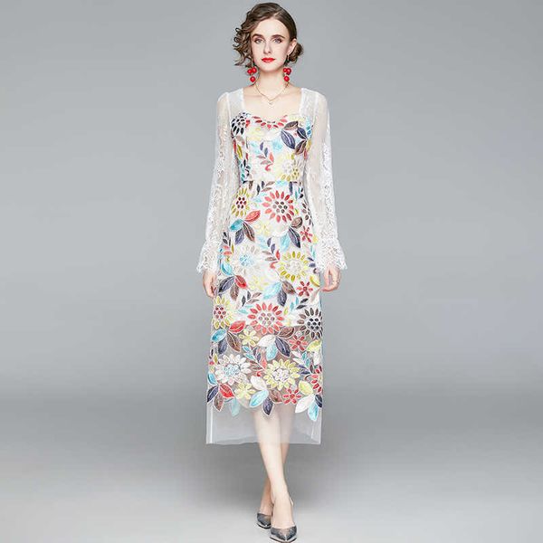 heavy embroidery elegant dress women square collar lace long sleeve patchwork summer mesh vestidos robe 210529, Black;gray
heavy embroidery elegant dress women square collar lace long sleeve patchwork summer mesh vestidos robe 210529, Black;gray