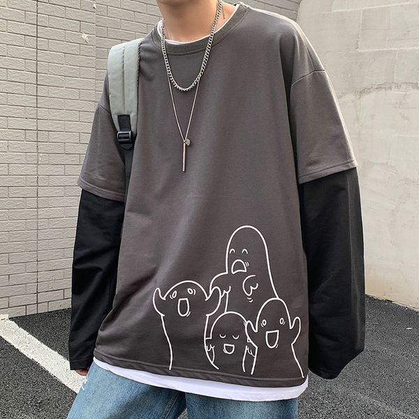 2021 new primavera cinza retalhos tshirts japo harajuku hip hop t-shirts homens outono casal alta rua s solto dos desenhos animados t ca, Black
2021 new primavera cinza retalhos tshirts japo harajuku hip hop t-shirts homens outono casal alta rua s solto dos desenhos animados t ca, Black