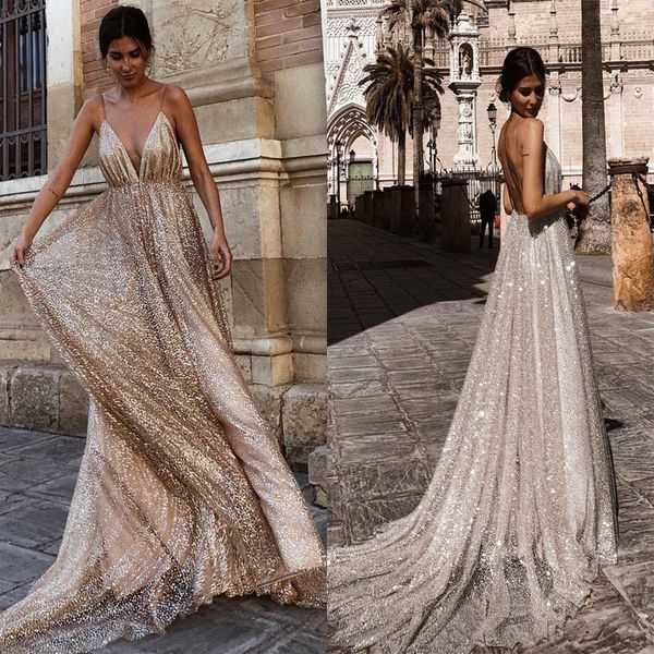 a line deep v neck sequined evening dresses floor length silver ruffles dew shoulder spaghetti straps backless gown, Black;red
a line deep v neck sequined evening dresses floor length silver ruffles dew shoulder spaghetti straps backless gown, Black;red