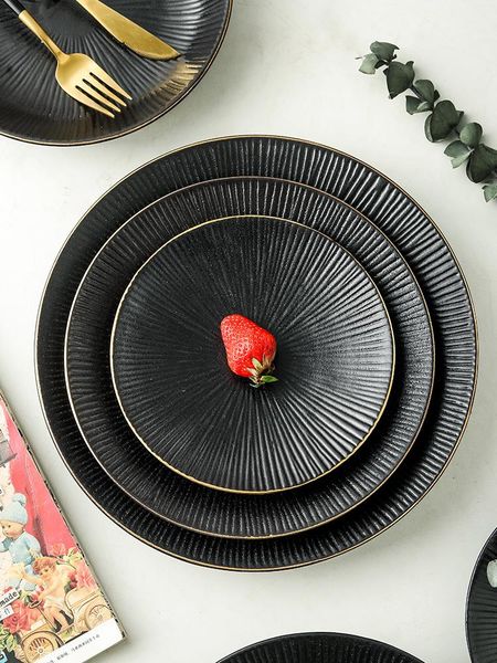 dishes & plates nordic ceramic dinner golden rim matte black japanese household breakfast steak plate wedding decoration tableware
dishes & plates nordic ceramic dinner golden rim matte black japanese household breakfast steak plate wedding decoration tableware
