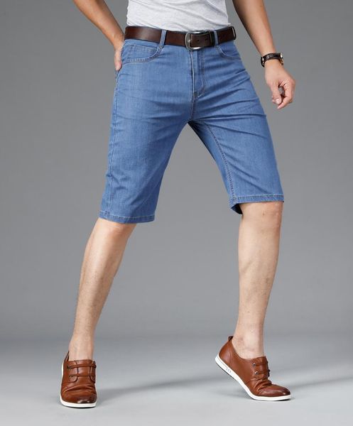 men's shorts summer thin short jeans business fashion classic style light blue elastic force denim, White;black
men's shorts summer thin short jeans business fashion classic style light blue elastic force denim, White;black