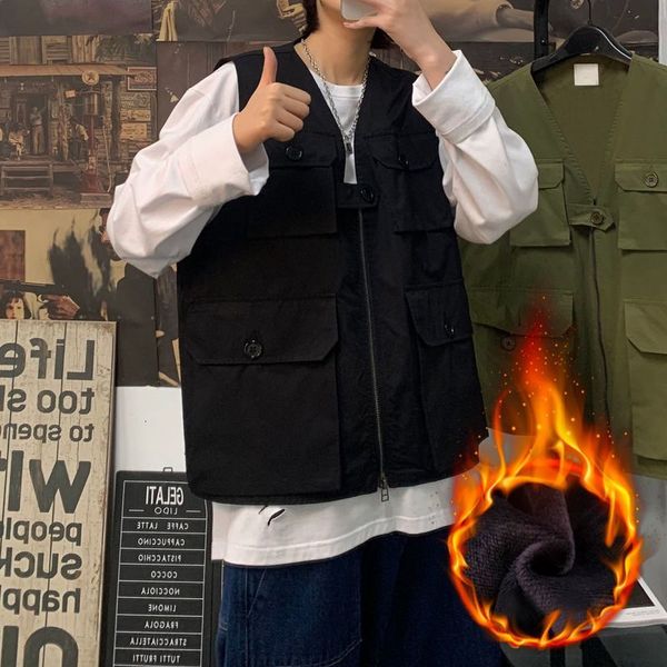 winter tooling vest fashion brand functional hip hop spring and autumn jacket men's, Black;brown
winter tooling vest fashion brand functional hip hop spring and autumn jacket men's, Black;brown