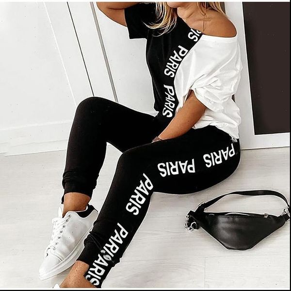letter print off shoulder tracksuit womens set two piece sets short sleeve colorblock and pants suit summer long pants sets, Gray
letter print off shoulder tracksuit womens set two piece sets short sleeve colorblock and pants suit summer long pants sets, Gray