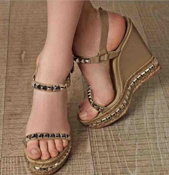 summer excellent women sandals wedge shoes pyraclou suede red bottom women sandals with studs luxury designer ladies wedding party dress, Black
summer excellent women sandals wedge shoes pyraclou suede red bottom women sandals with studs luxury designer ladies wedding party dress, Black