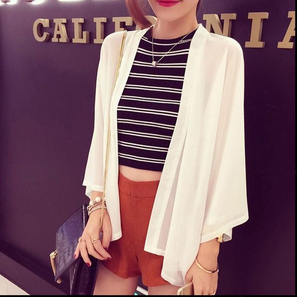 chiffon kimono cardigan casual 3 4 batwing sleeve loose black women blouses shirts summer women outerwear top, White
chiffon kimono cardigan casual 3 4 batwing sleeve loose black women blouses shirts summer women outerwear top, White