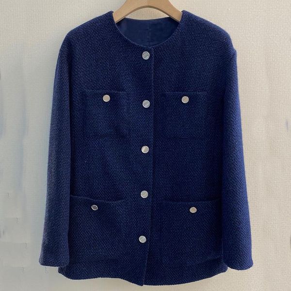 women's jackets solid blue fashion tweed jacket women outerwear o-neck casual four pockets woollen coats lady 2021 autumn winte, Black;brown
women's jackets solid blue fashion tweed jacket women outerwear o-neck casual four pockets woollen coats lady 2021 autumn winte, Black;brown