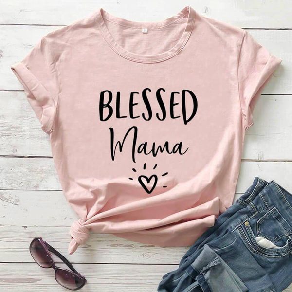 women's t-shirt blessed mama printed funny shirts mom life 100%cotton t shirt gift for mother's day mother present, White
women's t-shirt blessed mama printed funny shirts mom life 100%cotton t shirt gift for mother's day mother present, White