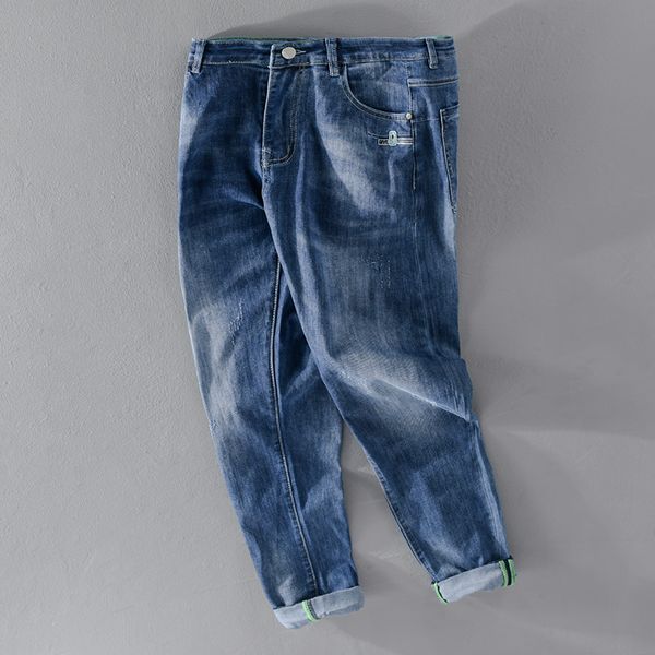2021 new spring and summer casual ankle-length cotton pants jeans fashion brand trousers men trendy comfortable men's clothes spodnie 7, Blue
2021 new spring and summer casual ankle-length cotton pants jeans fashion brand trousers men trendy comfortable men's clothes spodnie 7, Blue