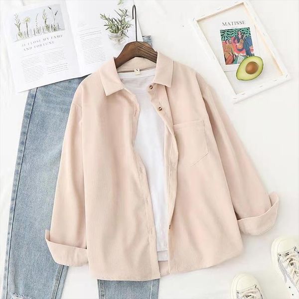 spring fashion thick corduroy womens shirts fabric single breasted loose oversize solid femme fall, White
spring fashion thick corduroy womens shirts fabric single breasted loose oversize solid femme fall, White