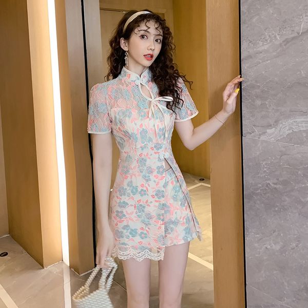 luxury casual dresses set 2021 female summer lace improved cheongsam temperament drs slim shorts two piece set fashion, Black;gray
luxury casual dresses set 2021 female summer lace improved cheongsam temperament drs slim shorts two piece set fashion, Black;gray