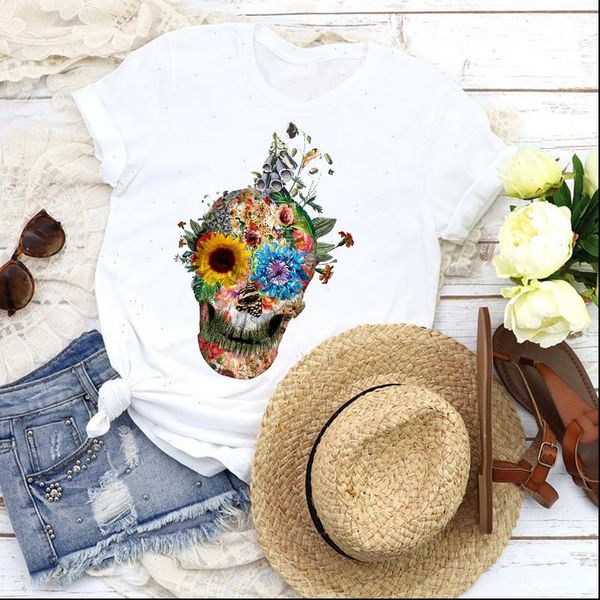 women graphic sunflower eye cute flower face skull short sleeve tees print t shirt clothing female shirt womens, White
women graphic sunflower eye cute flower face skull short sleeve tees print t shirt clothing female shirt womens, White