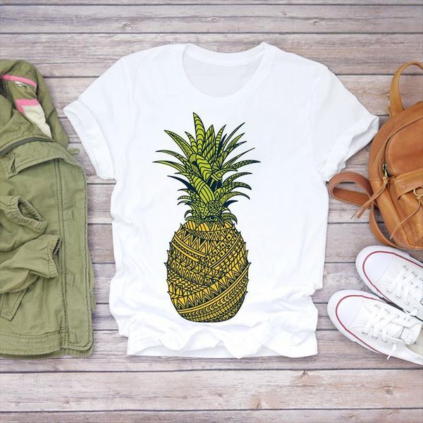 summer pineapple sweet short sleeve women cute fruit camisas graphic female tee, White
summer pineapple sweet short sleeve women cute fruit camisas graphic female tee, White