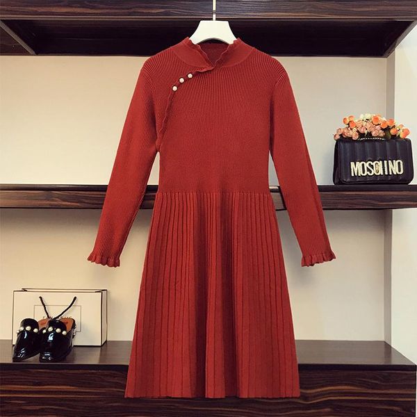 casual dresses plus size women fall winter knit cheongsam long sleeve elegant pleated a-line knitting sweater female robe, Black;gray
casual dresses plus size women fall winter knit cheongsam long sleeve elegant pleated a-line knitting sweater female robe, Black;gray