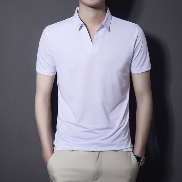 summer solid color backing vest lapel scissors v-neck poio young and middle-aged men's short sleeve ice silk t-shirt, White;black
summer solid color backing vest lapel scissors v-neck poio young and middle-aged men's short sleeve ice silk t-shirt, White;black