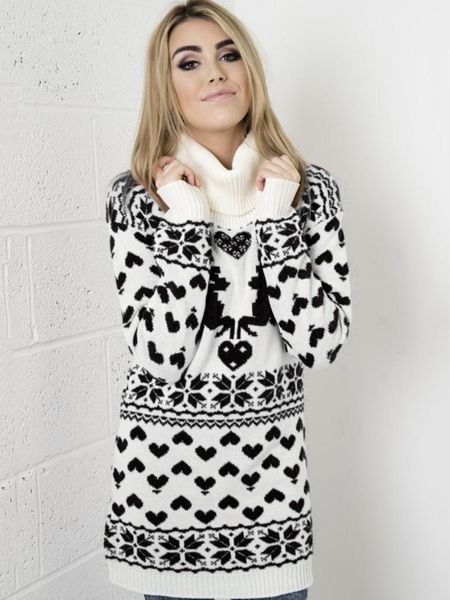 women's sweaters autumn and winter loose leisure hollow out slim fit high neck elk love printing short long sleeve wool dress wear, White;black
women's sweaters autumn and winter loose leisure hollow out slim fit high neck elk love printing short long sleeve wool dress wear, White;black