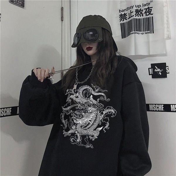 women's hoodies & sweatshirts gothic dragon print women harajuku vintage hoodie sweatshirt oversized streetwear y2k casual winter autum, Black
women's hoodies & sweatshirts gothic dragon print women harajuku vintage hoodie sweatshirt oversized streetwear y2k casual winter autum, Black
