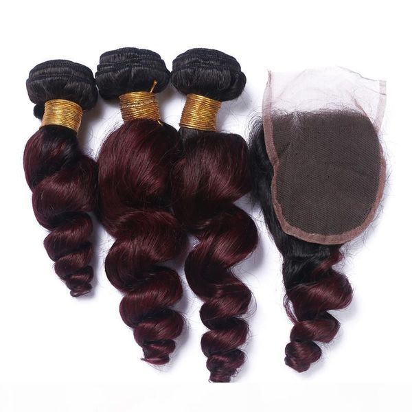 #1b 99j wine red ombre brazilian human hair with closure loose wave dark roots burgundy ombre human hair 3bundles with 4x4 lace closure, Black
#1b 99j wine red ombre brazilian human hair with closure loose wave dark roots burgundy ombre human hair 3bundles with 4x4 lace closure, Black