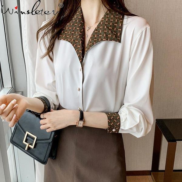 women's blouses & shirts vintage hk style spring floral patchwork chiffon all-match elegant loose casual button office lady t16606x, White
women's blouses & shirts vintage hk style spring floral patchwork chiffon all-match elegant loose casual button office lady t16606x, White
