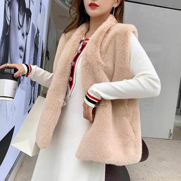 women's fur & faux 2021 vest women thick warm coat woman elegant luxurious autumn winter pocket jacket, Black
women's fur & faux 2021 vest women thick warm coat woman elegant luxurious autumn winter pocket jacket, Black