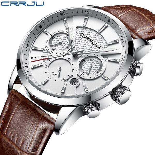 wristwatches men chronograph quartz watches crrju fashion leather sport watch 24 hour date analog clock relogio masculino, Slivery;brown
wristwatches men chronograph quartz watches crrju fashion leather sport watch 24 hour date analog clock relogio masculino, Slivery;brown