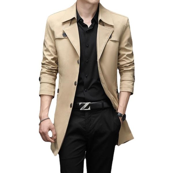 men's trench coats 2021 khaki x long single-breasted coat., Tan;black
men's trench coats 2021 khaki x long single-breasted coat., Tan;black