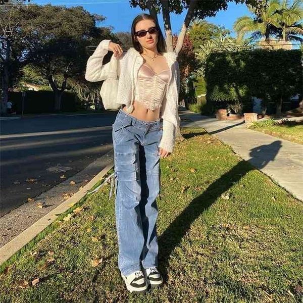 darlingaga streetwear straight belt cargo pants women y2k jeans low waist denim trousers pockets harajuku pantalones aesthetic, Blue
darlingaga streetwear straight belt cargo pants women y2k jeans low waist denim trousers pockets harajuku pantalones aesthetic, Blue