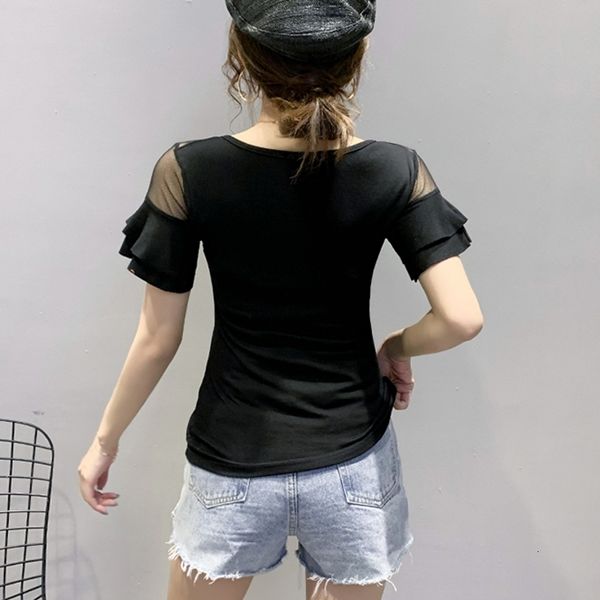 2021 summer european clothes t-shirt chic patchwork mesh ruffles v-neck zipper women ropa mujer shirt tees new t06212 9una, White
2021 summer european clothes t-shirt chic patchwork mesh ruffles v-neck zipper women ropa mujer shirt tees new t06212 9una, White