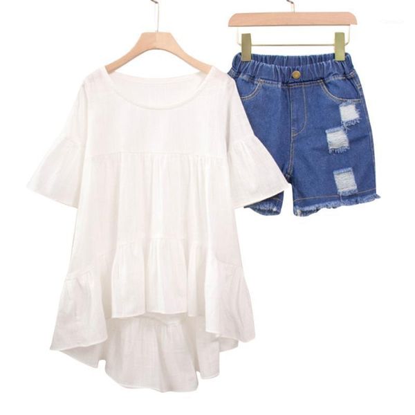 kids clothes dress + denim short children's for girls casual style girl clothing summer childrens sets, White
kids clothes dress + denim short children's for girls casual style girl clothing summer childrens sets, White