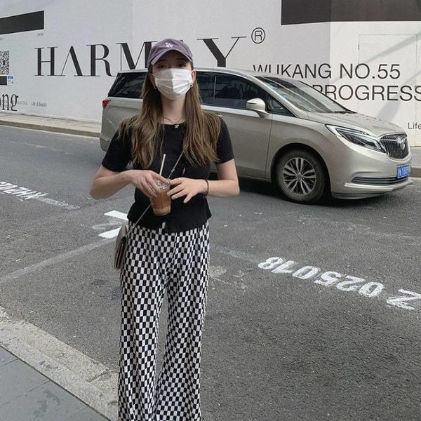 women's pants & capris 2021 high-waist casual loose wide-leg straight and thin all-match plaid trousers spring autumn streetwear, Black;white
women's pants & capris 2021 high-waist casual loose wide-leg straight and thin all-match plaid trousers spring autumn streetwear, Black;white