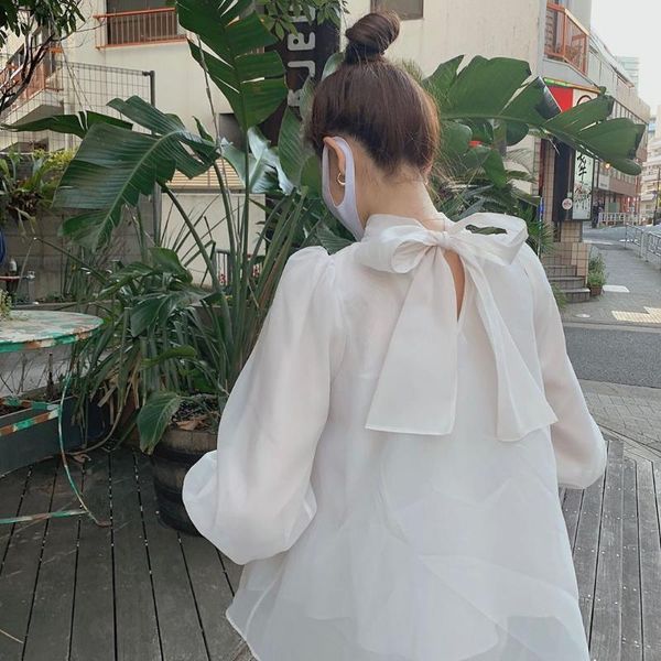 women's blouses & shirts stand collar voile chiffon patchwork women blouse spring japan style sleeve drawstring blusas, White
women's blouses & shirts stand collar voile chiffon patchwork women blouse spring japan style sleeve drawstring blusas, White